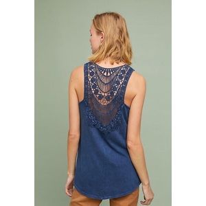 Anthropologie Crochet Back Boho Top
